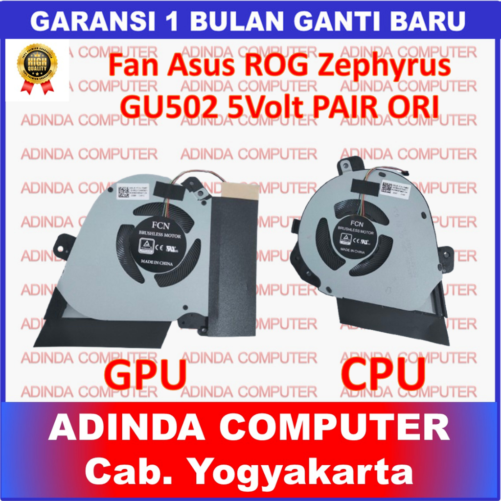 Fan Asus ROG Zephyrus GU502 GU502GV GU502GW GU502LV GU505 5V Sepasang ORI