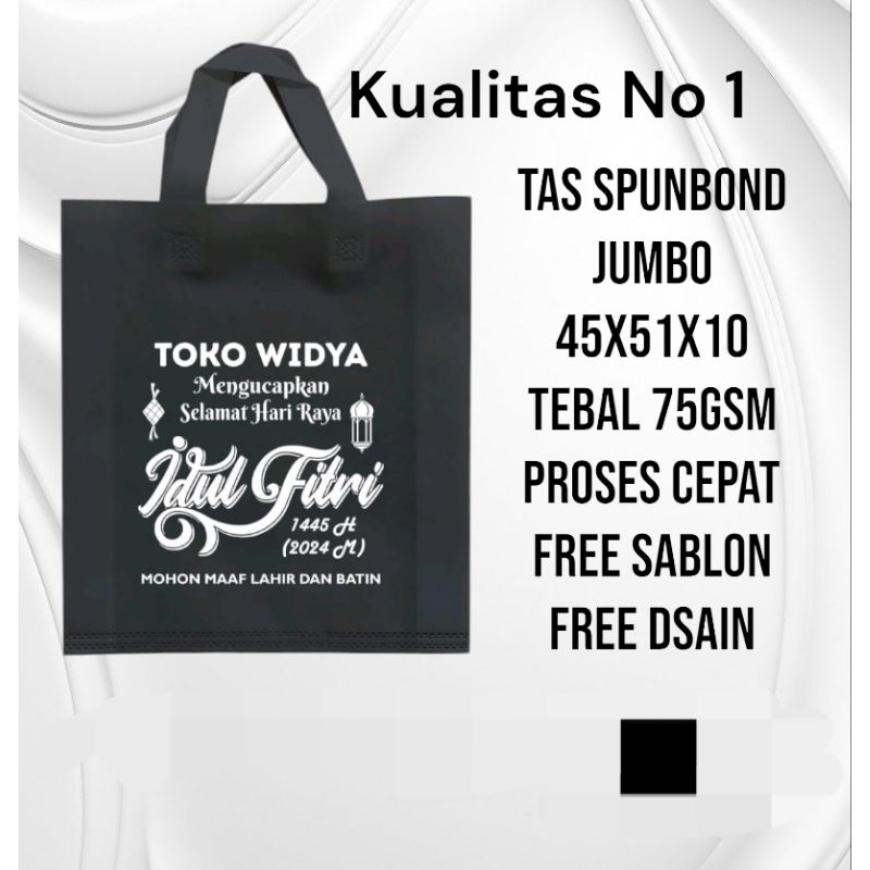 

Tas Goodie Bag spunbond JUMBO uk 45x51x10 free sablon Real 75gsm Tebal/Tas sembako/tashajatan