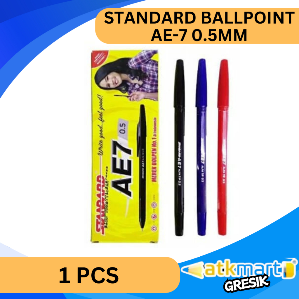 

Standard Ballpoint AE 7 0.5mm Pulpen Sekolah Standard UK 0.5 mm Bolpoin Pena Hitam Biru Merah