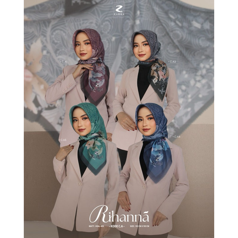 Zahra Hijab - Rihanna Series (Segi Empat Motif) Hijab Seragam