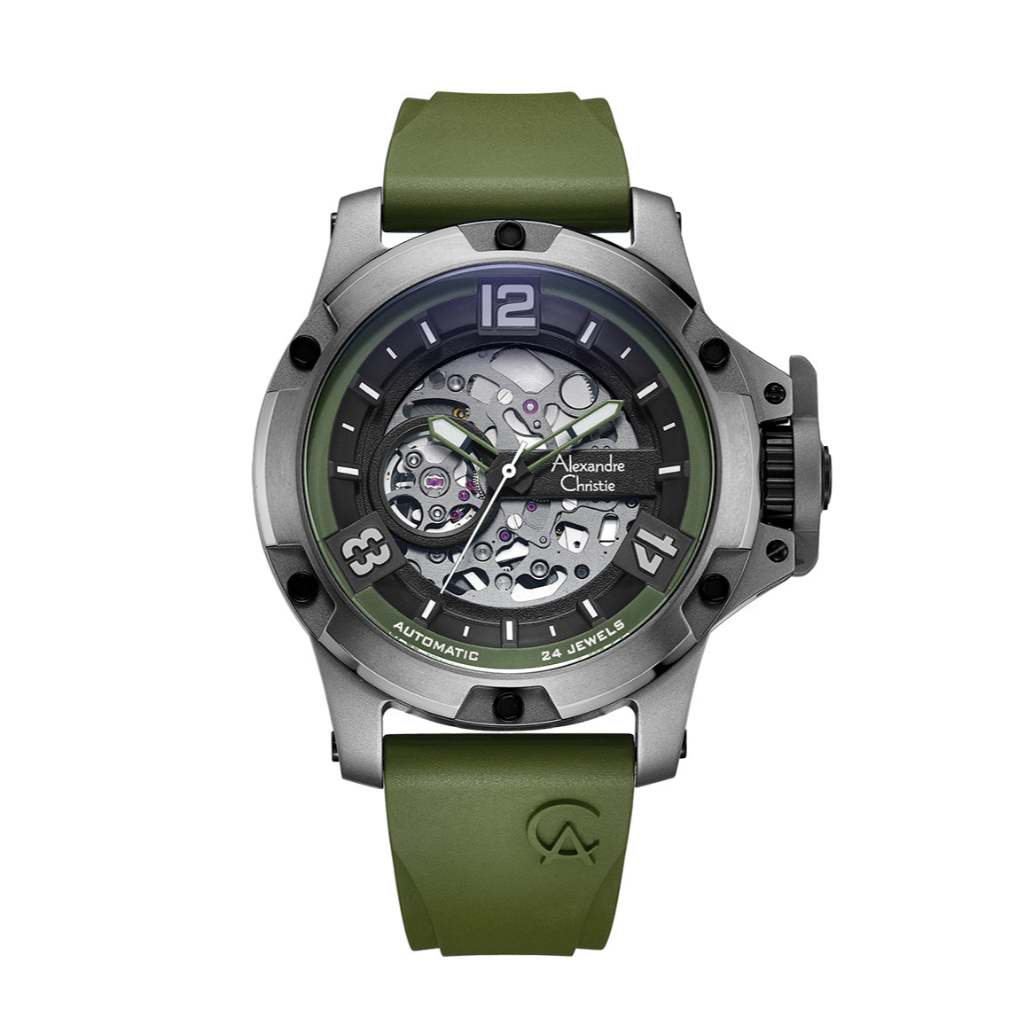 Alexandre Christie AC 6295 MTRTPBAGN Hijau Original / Jam Tangan Pria Karet MT