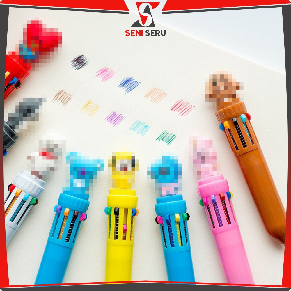 

Pulpen Kartun 10 Warna Pen Warna Warni Bolpoin Karakter Lucu Pena Karakter Rainbow Seni Seru A13