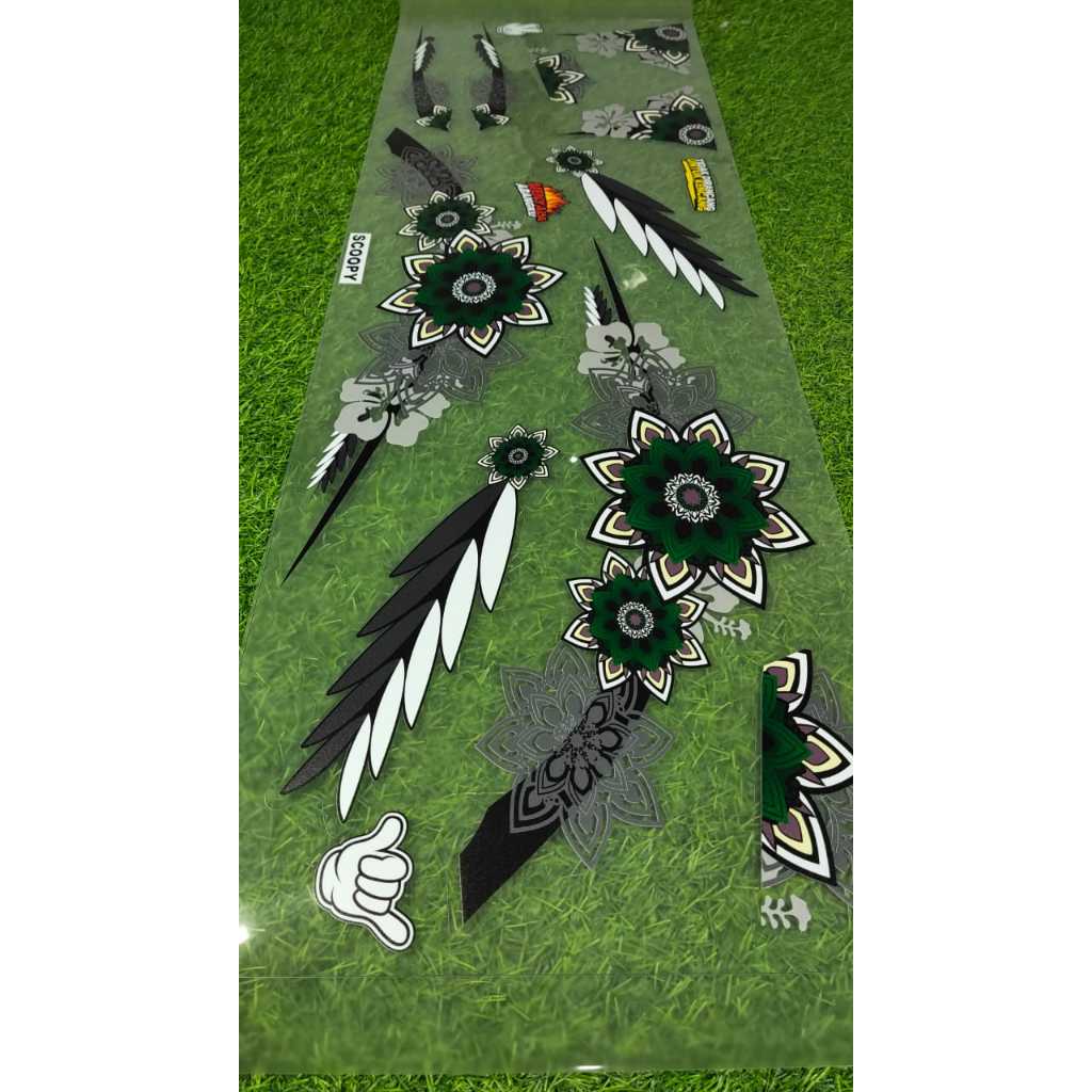 Striping Scoopy Bunga Lis Bahan Sticker Bening Transparan Polet Variasi Sticker