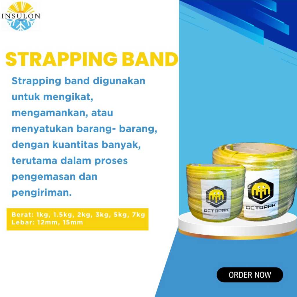 

Insulon | Octopak Strapping Band | 15mm | 7kg | Warna Kuning |Terbaik