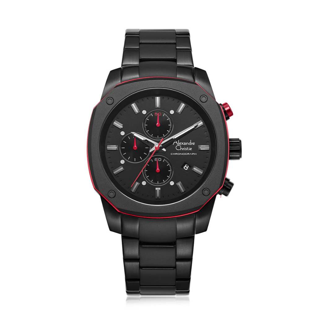 Alexandre Christie AC 6658 MCBIPBARE Hitam Original / Jam Tangan Pria Rantai Stainless Steel MC