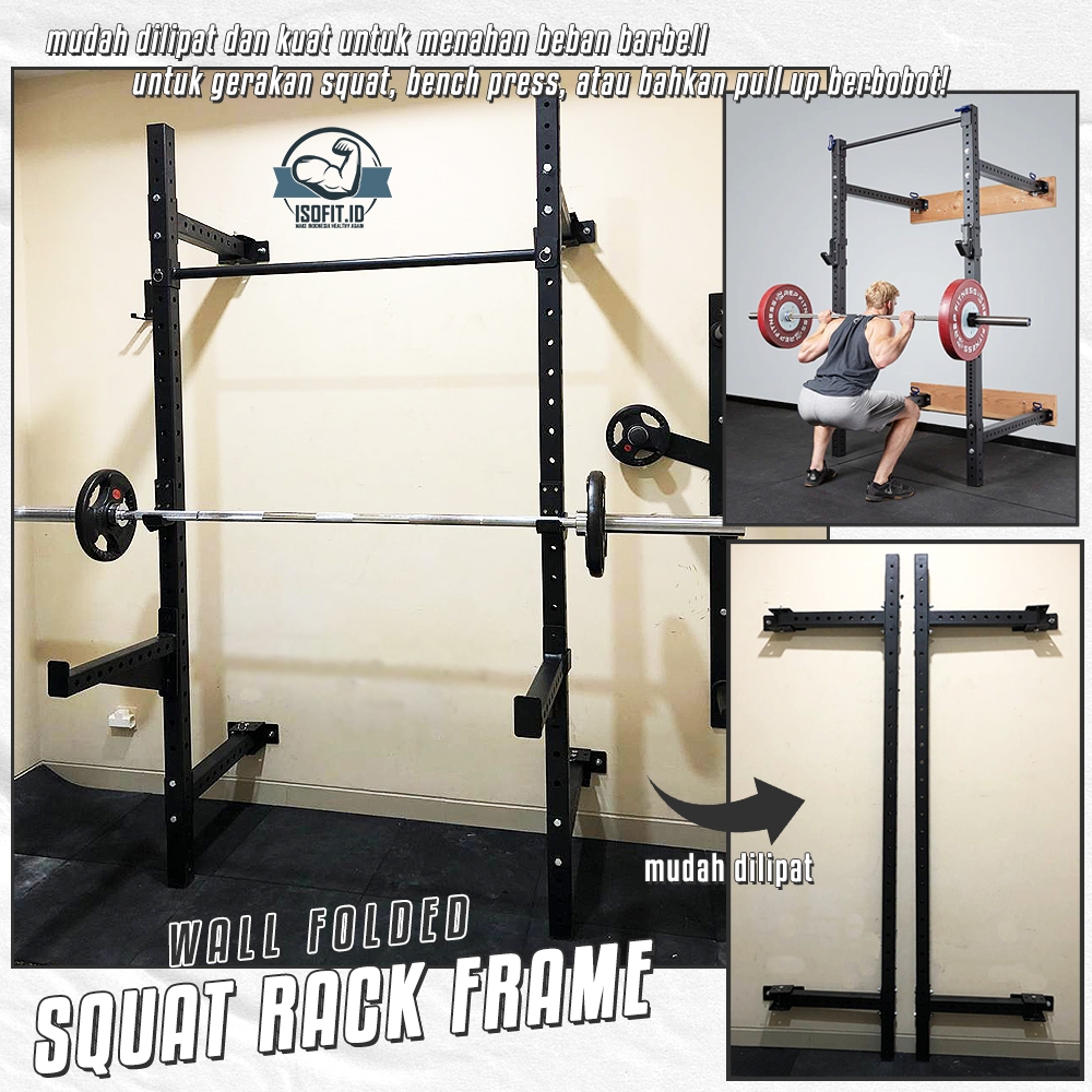 Isofit.id Wall Folded Squat Rack Frame / Foldable Squat Rack / Squat Rack Lipat Dinding Minimalis