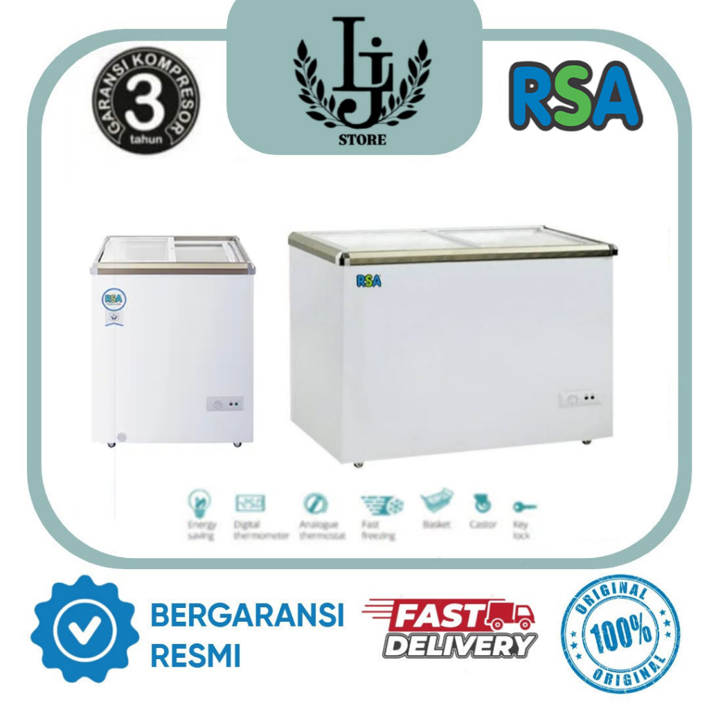 Chest Freezer RSA XS110 / XS200 / XS320 Freezer Box RSA Pintu Sliding Lemari Pembeku RSA