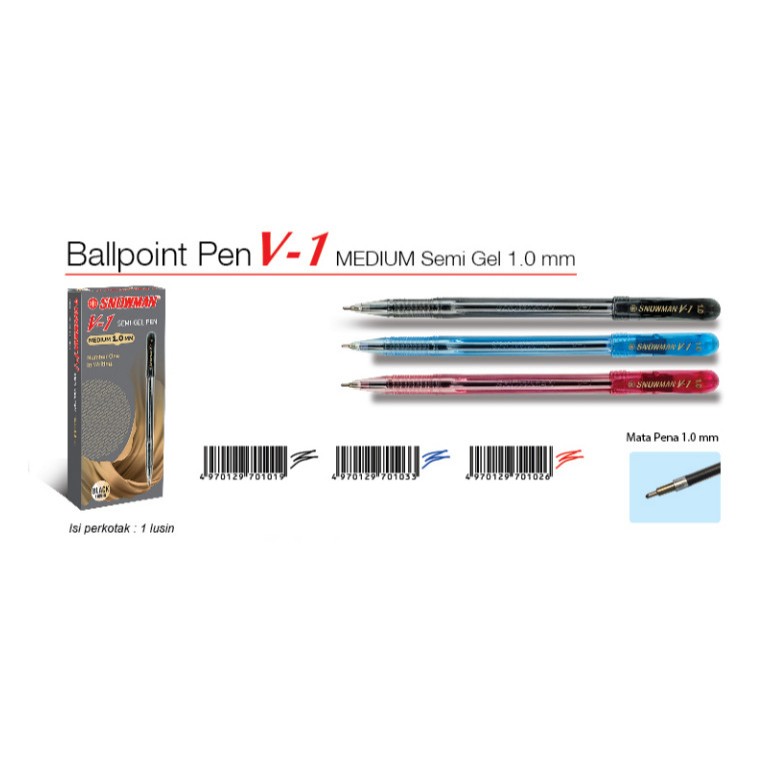 

Ballpoint Pen V-1 Medium Semi Gel 1.0 mm PCS - MURAH