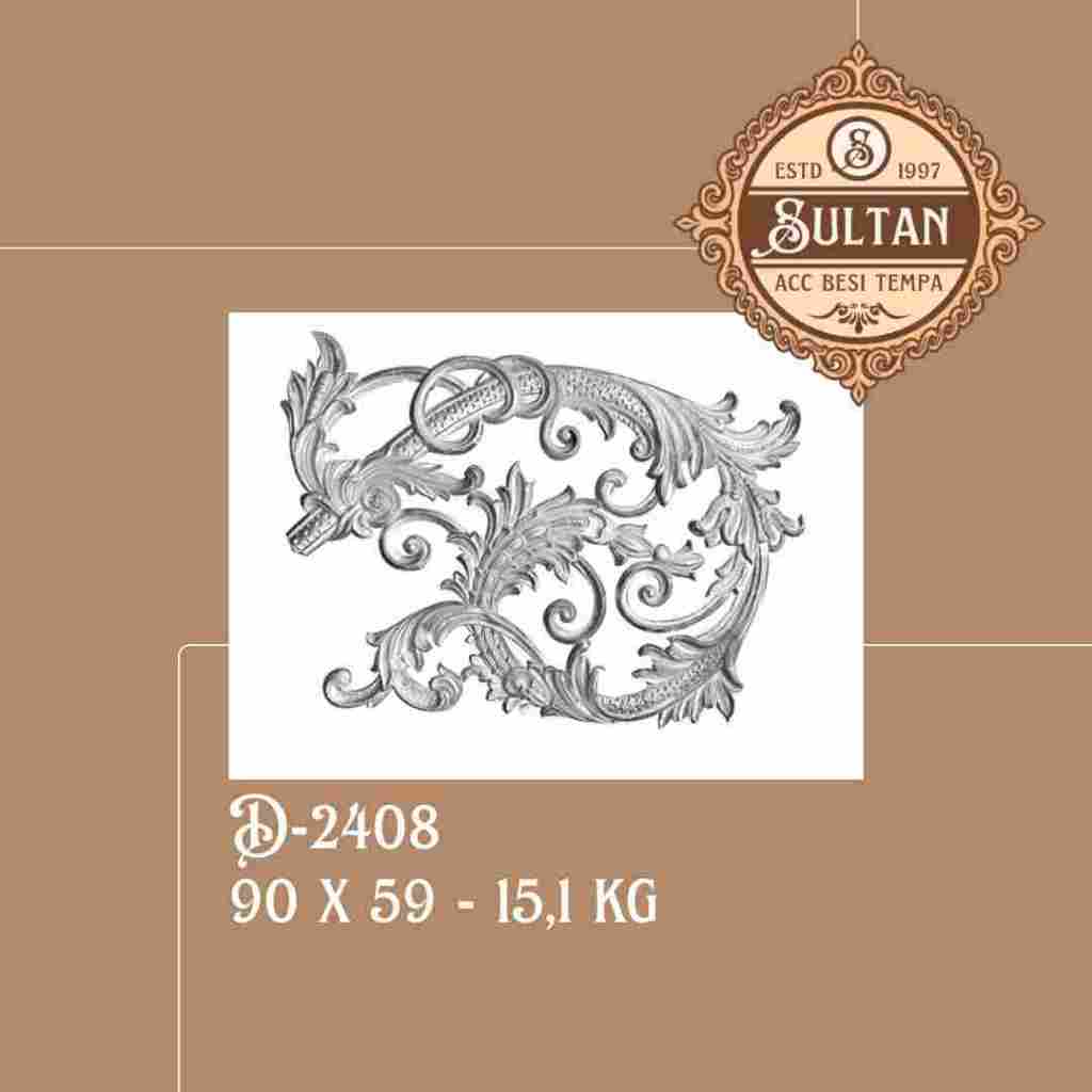 Sultan Besi Tempa / D-2408 / Ornamen Daun Besi Tempa / Ornamen Pagar Besi Klasik / Aksesoris Besi Te