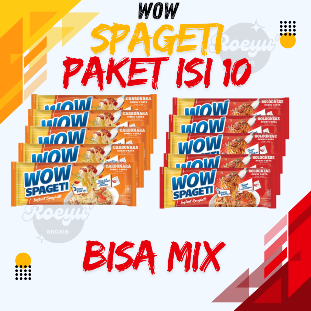 

( ISI 10 BISA MIX ) Wow Spageti Creamy Carbonara 88gr / Meaty Bolognese 84gr / Spageti Instan