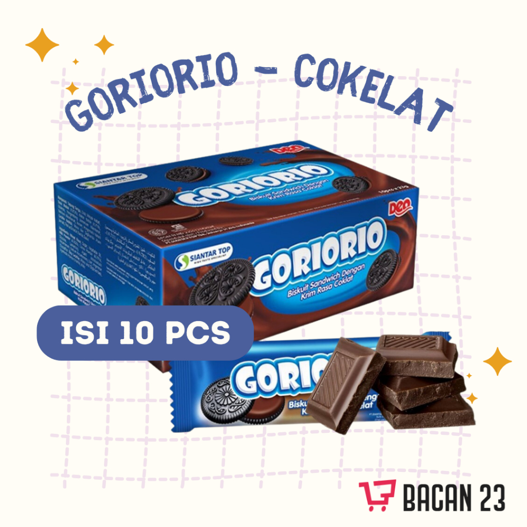 GORIORIO Rasa Cokelat - Goriorio Box Isi 10 - Biskuit Cokelat - Toko Bacan23