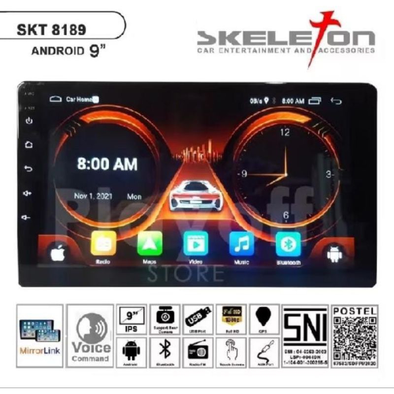 Headunit Android 9 inch Skeleton AHD