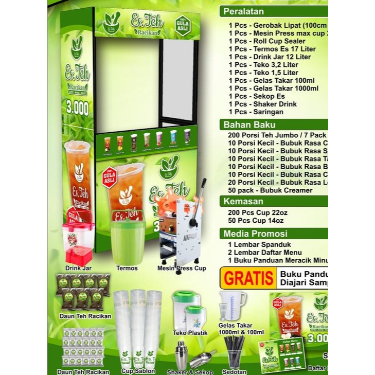 

Paket 2,9jt Siap Jualan Minuman Teh dan Varian Rasa