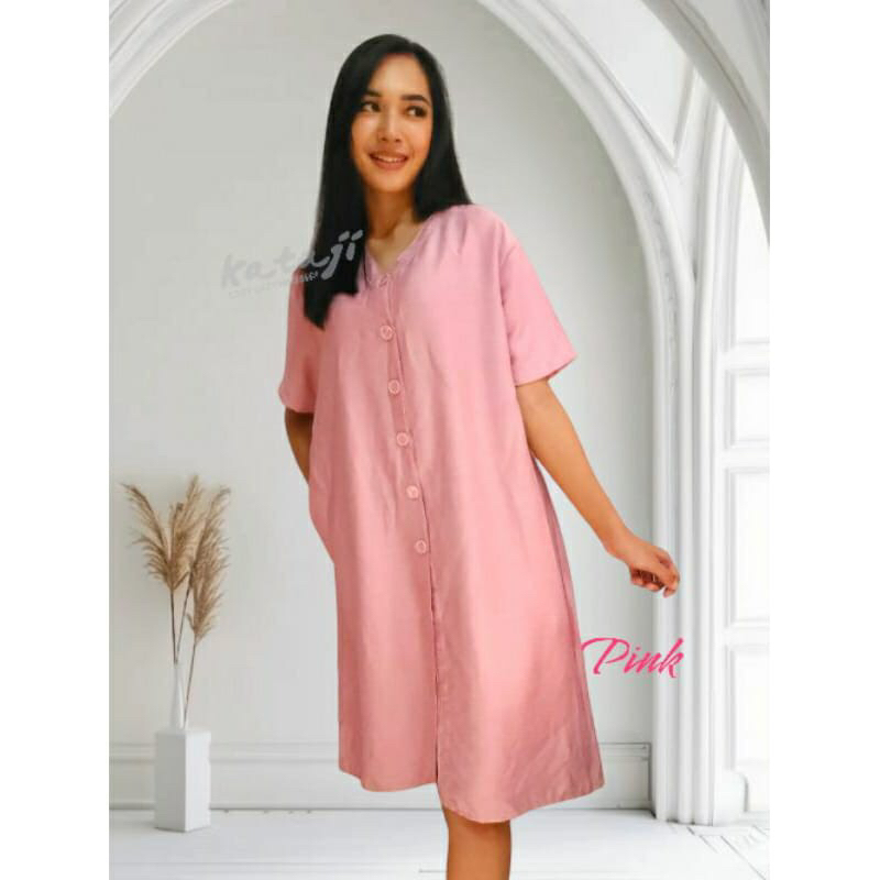 DASTER LINEN POLOS/DASTER WANITA LENGAN PENDEK