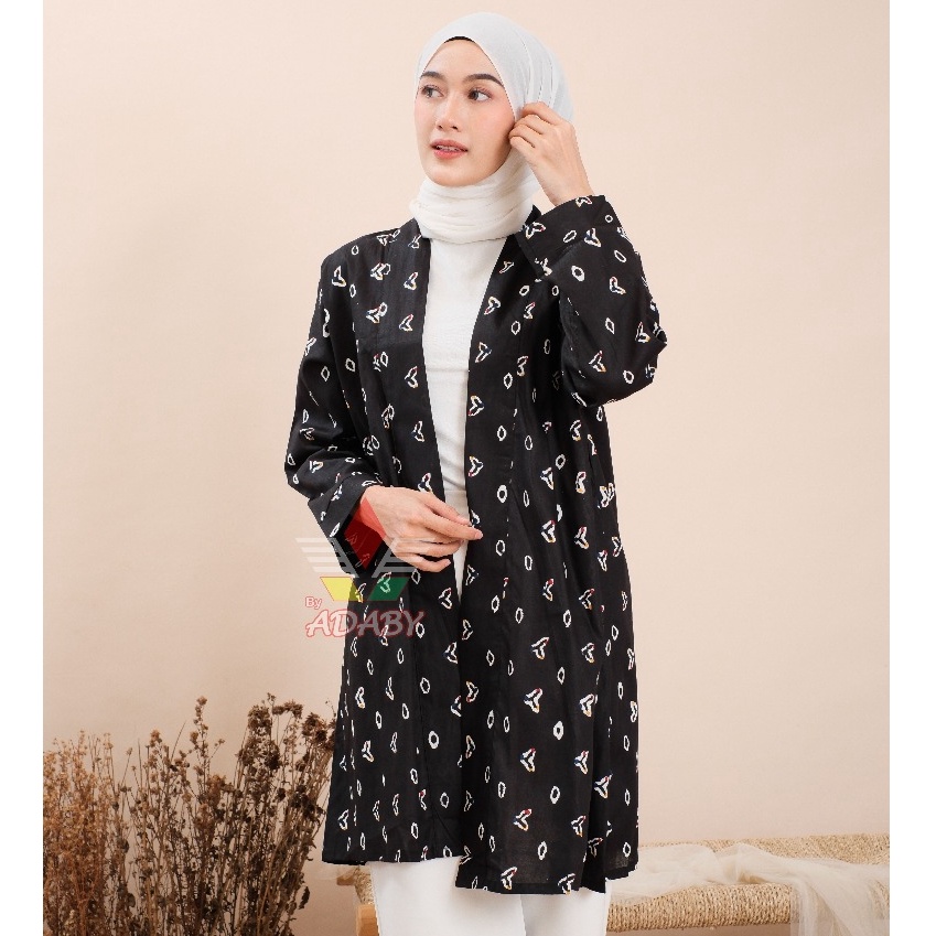KODE P92D Cardigan Blazer Batik Motif Jumputan Wanita Korean Style  Long Cardigan Wanita Panjang Fas