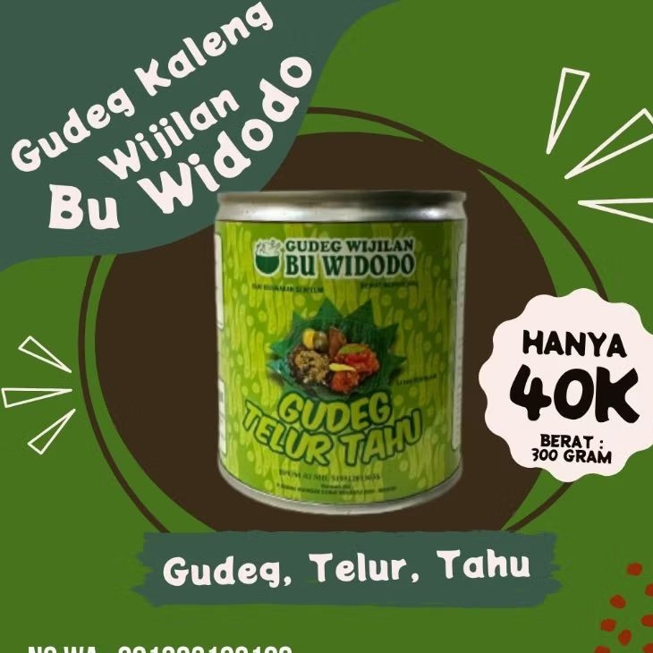 

Gudeg Kaleng Wijilan Bu Widodo - Isi Gudeg Krecek Telur Tahu Berat 250g Sudah BPOM