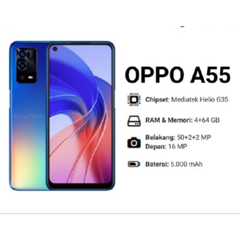 hp Oppo a55  ram 4+4/64 baterai 5000 mah