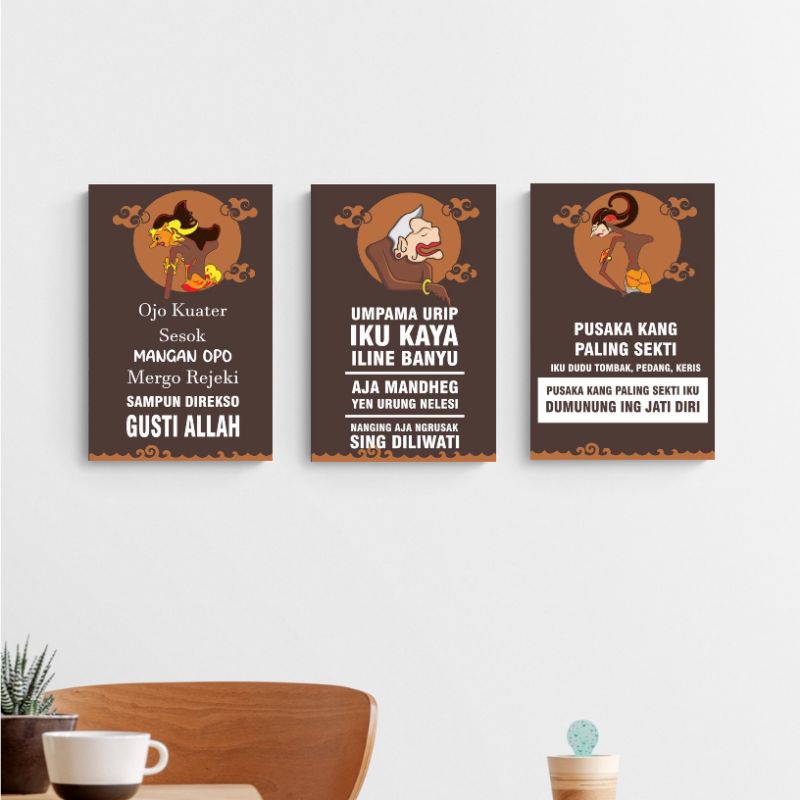 Hiasan Dinding Quotes Jawa Pajangan Rumah Poster Kayu Walldecor Punakawan Jowo