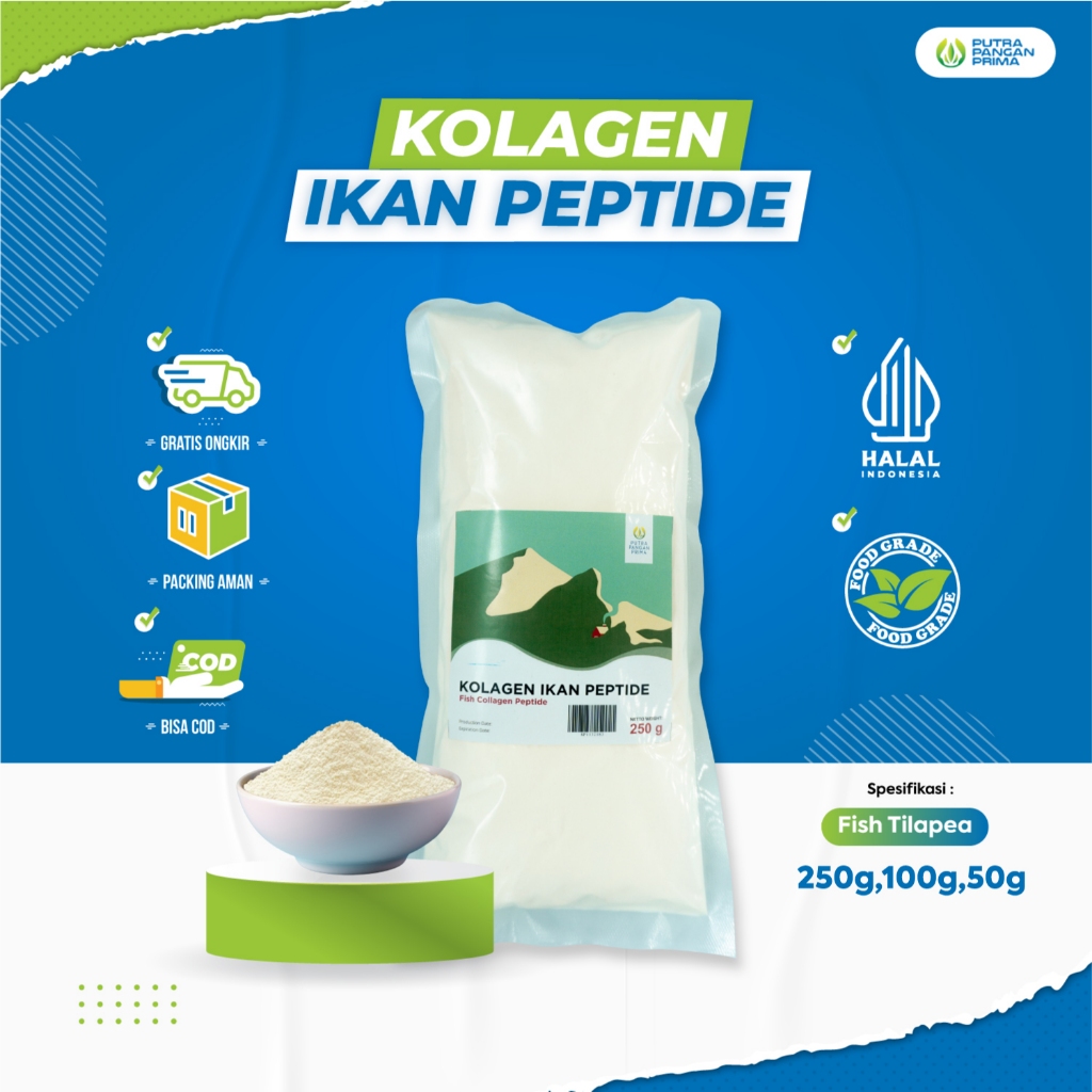 

Bubuk Kolagen Ikan Peptide Fish Collagen Powder Pure 100% 50gr 100gr 250gr