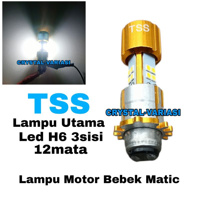 Lampu Utama Depan Motor Bebek Matic Led H6 3sisi 12mata Cahaya Putih/Lampu Depan Led H6 Motor Mio Xi