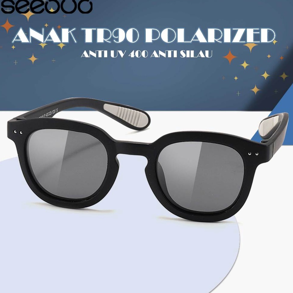KODE R15R Seeouo Kacamata Hitam Anak Polarized Lens UV Protection Model Kotak Oval Fashion Stylish T