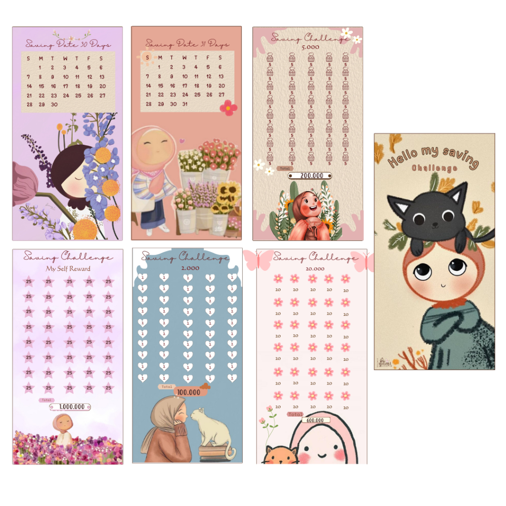 

Saving challenge Girl Hijab tantangan menabung saving challenge cash envelope laminasi