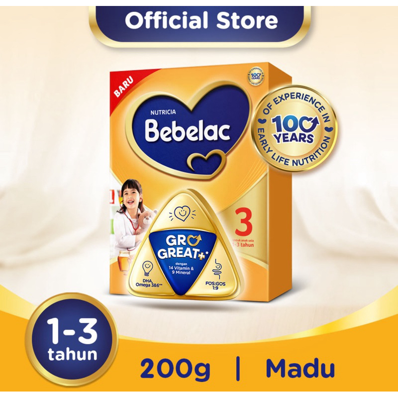 

Bebelac 3 GroGreat+ Susu Bubuk Pertumbuhan Anak, Madu 200g