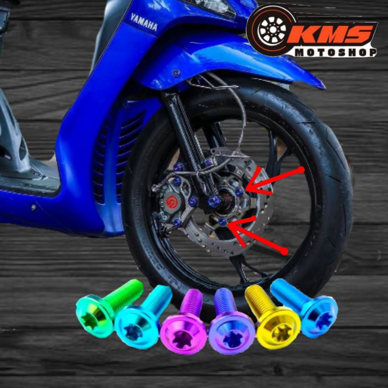baut titanium disc piringan Yamaha Mio fino Filano satu set 4 biji