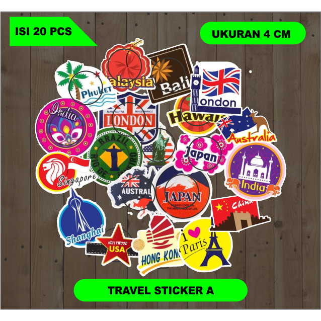 

Travel Sticker A Isi 20 PCS UKuran 4 CM