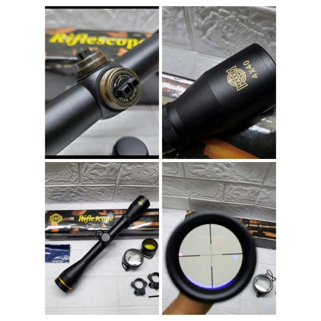 TEROPONG/TELESKOP Hakko 4X40 Tube 25 Ring Gold Sudah Anti geter Bisa COD