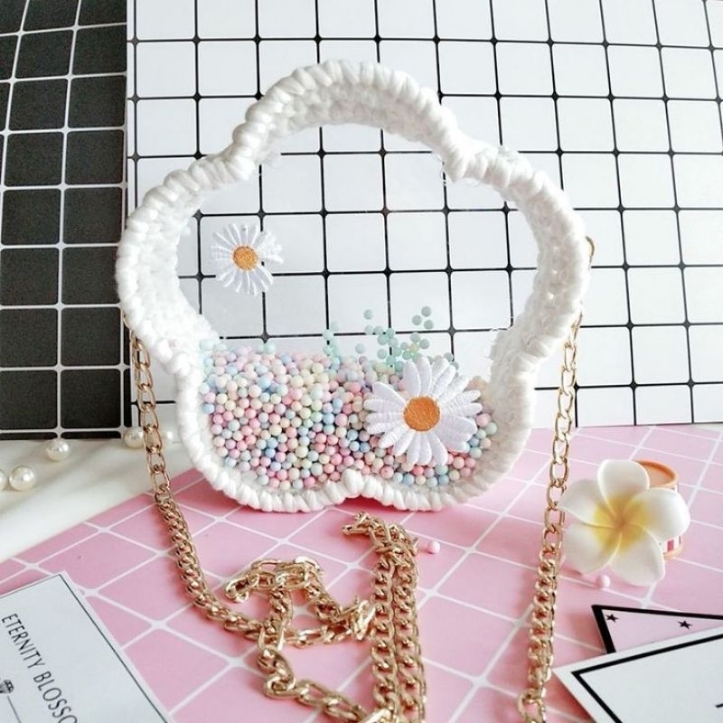 flower acrilic Sling bag