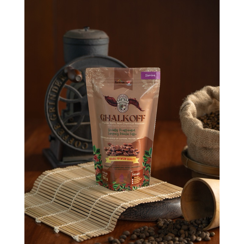 

Ghalkoff Stamina 100% Kopi Robusta Organik Dekafeinasi Kopi Lampung