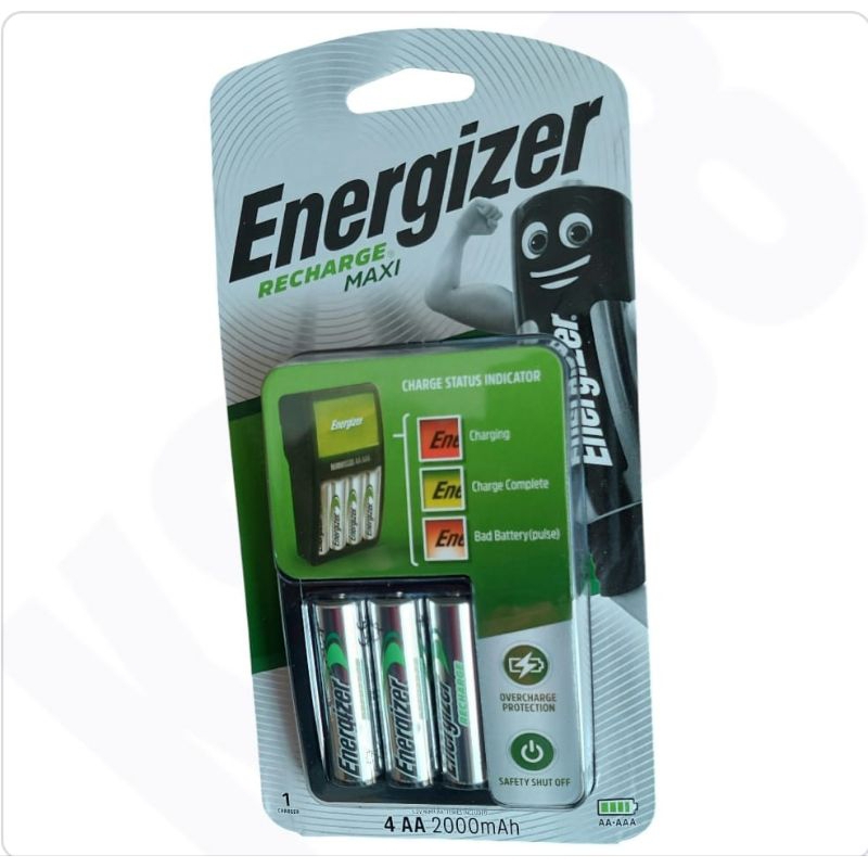 Charger Energizer + 4 Pcs Baterai Cas AA Energizer 2000mAh Original
