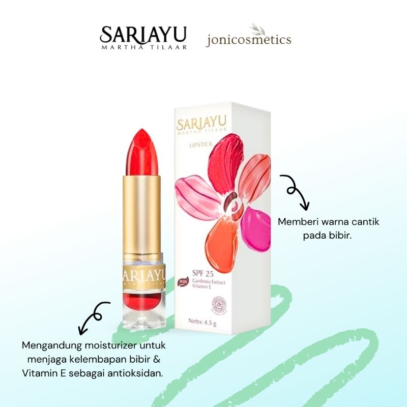 BUY 1 GET 1   EXP 06.2028 (FREE LIPS MARUNDA 02 EXP 04.2028)Sariayu lipstik gold series 4,5 gr ||mel
