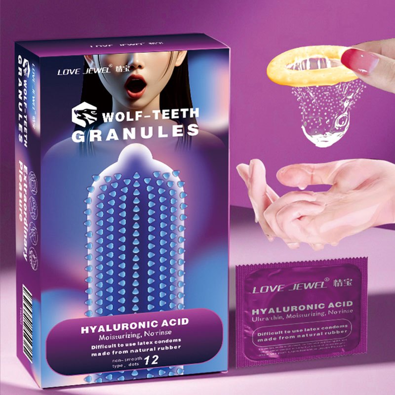 12pcs condom condom tahan lama large pellet condom wolf-teeth granules condom kondom duri tahan lama