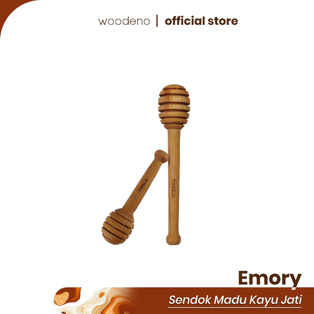 homLiv Sendok Madu Kayu Jati Bulat 15.5 Cm Emory Wooden Honey Dipper Foodgrade HK17