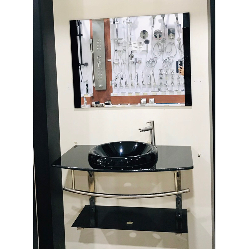 Wastafel Kaca Milano JDL 218 Komplit Set