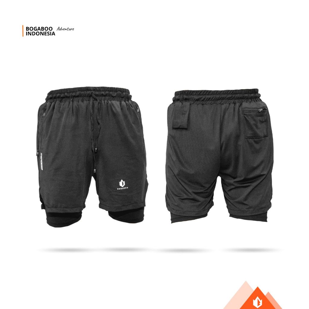 BOGABOO Running Pants Seri ARON-RUN - Double Celana Dan Lagging Pendek - Celana Olahraga Gym Fitness