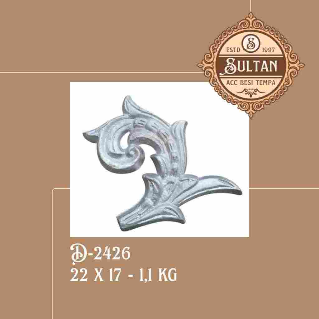 Sultan Besi Tempa / D-2426 / Ornamen Daun Besi Tempa / Ornamen Pagar Besi Klasik / Aksesoris Besi Te