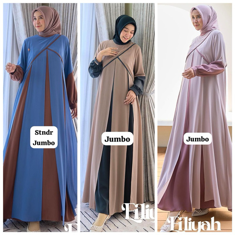 Eiliyah  Dress , Gamis Marevi Original Standar  Jumbo Ori Simple Cantik Polos