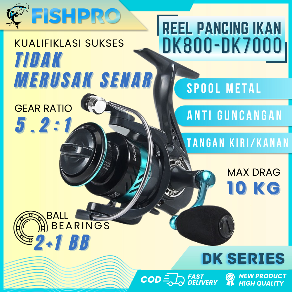 Reel Pancing DK800-DK7000 Kuat Tarik 10 KG | Spinning Reel | Gulungan Pancing Laut & Air Tawar | Spo