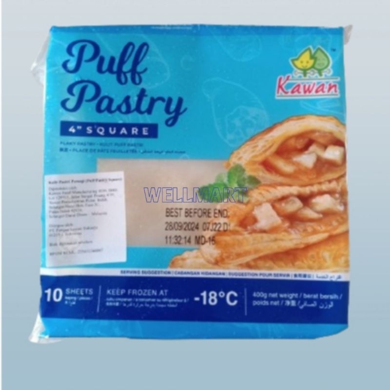 

Kawan Puff Pastry Square 4 Inch 400gr Kulit Pastry Frozen Persegi Panjang