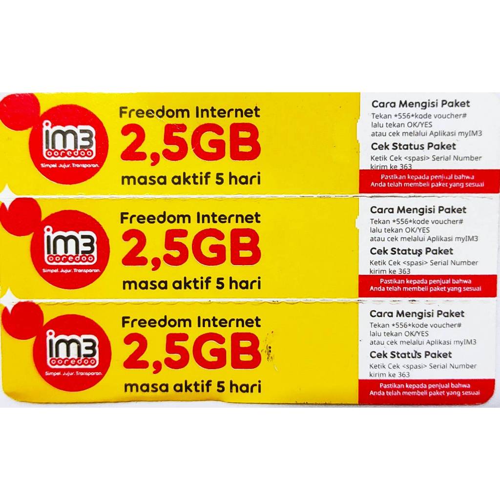 Voucher indosat 2,5GB 5Hari
