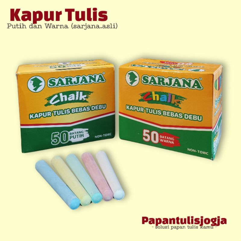

Kapur Warna / Putih SARJANA [ Box isi 50 batang ]