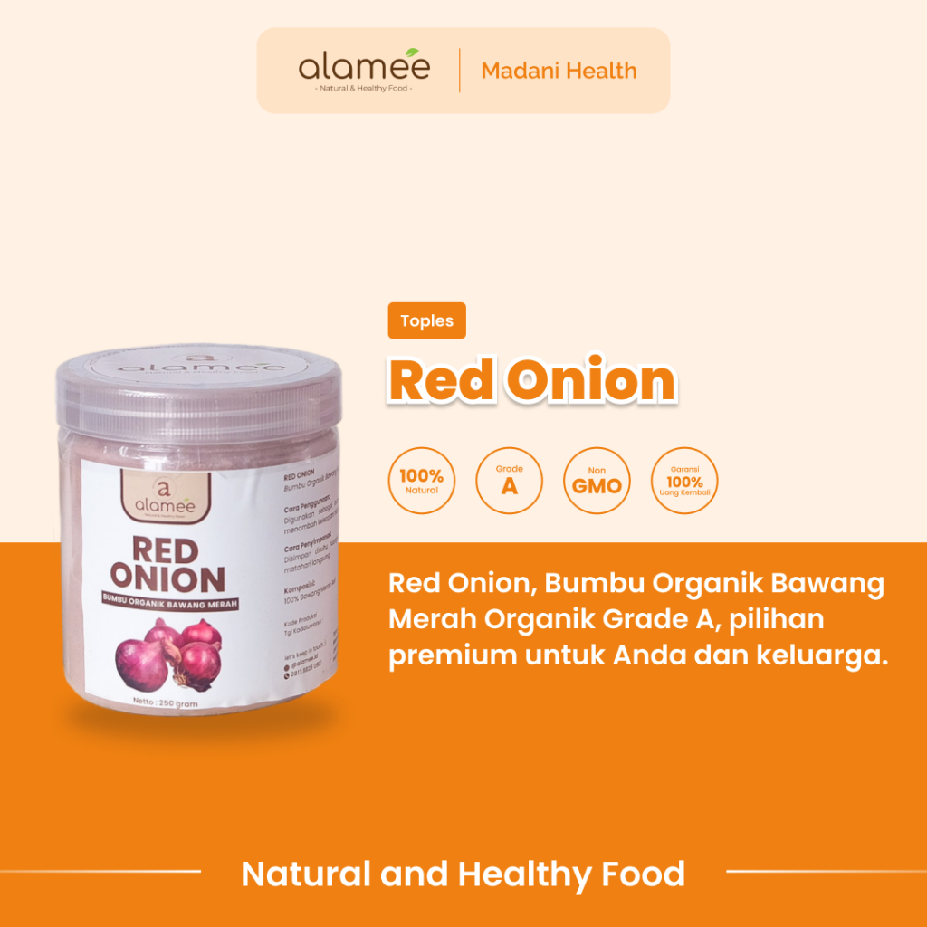 

ALAMEE Bawang Merah Bubuk Red Onion Seasoning Powder Bumbu Dapur Organik Masak Tanpa Campuran