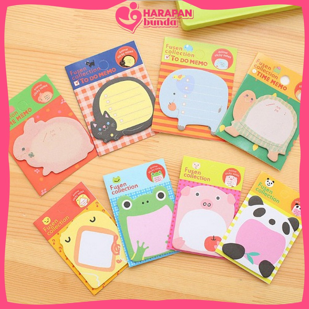 

Catatan Memo Note Karakter Animal Lucu Unik Sticky Notes Motif Binatang Tempelan Kertas Harapan Bunda A3