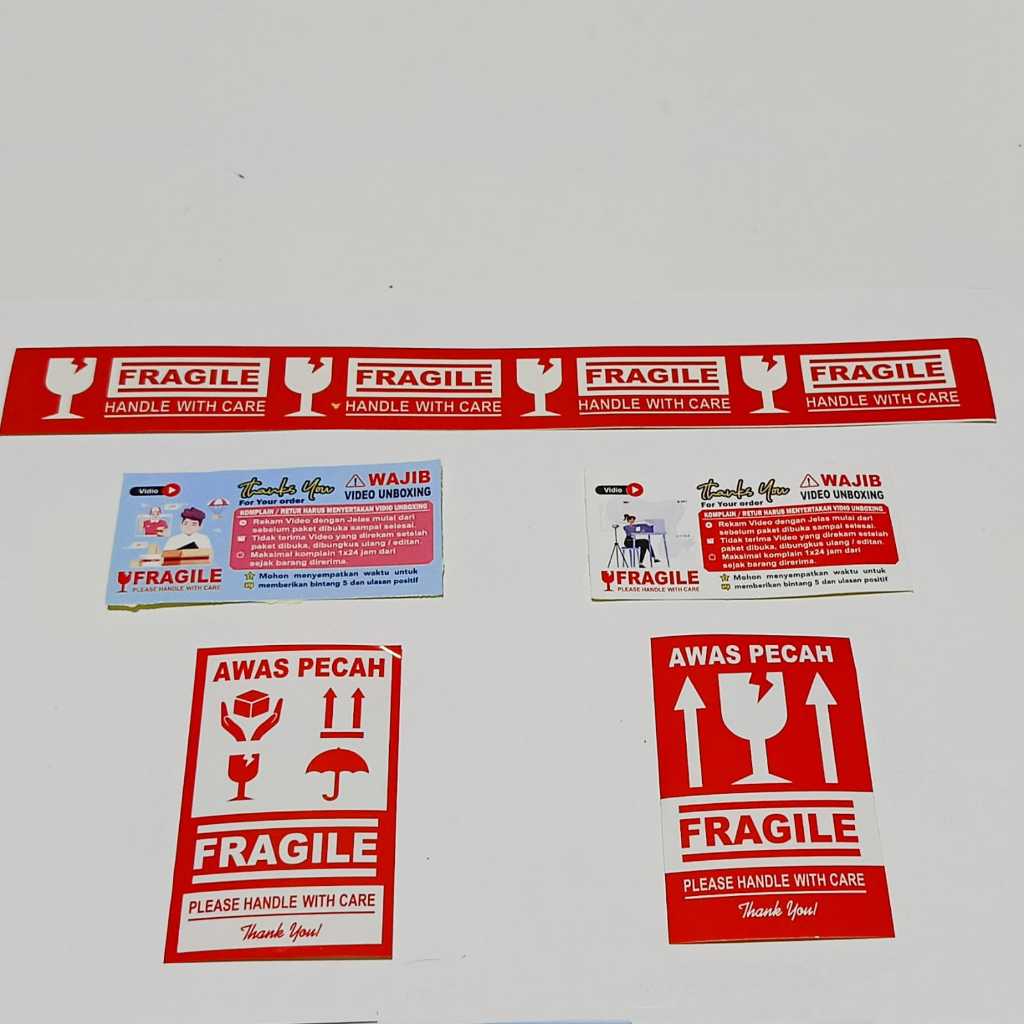 

Label Sticker FRAGILE Wajib Video Unboxing Stiker Jangan Dibanting Online Shop