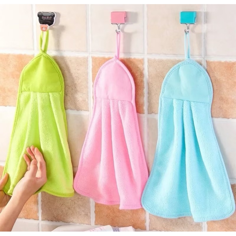 Kain Lap Tangan Hand towel polos Handuk Serbet Gantung Warna Pink Hijau biru