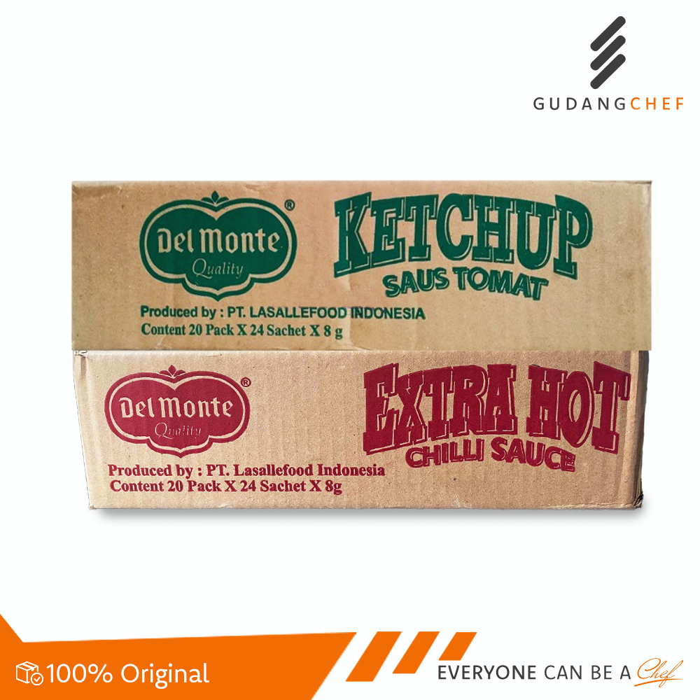 

Del Monte Extra Hot & Saus Ketchup 1 Karton (24 x 20 Pack) - Saus Praktis & Serbaguna
