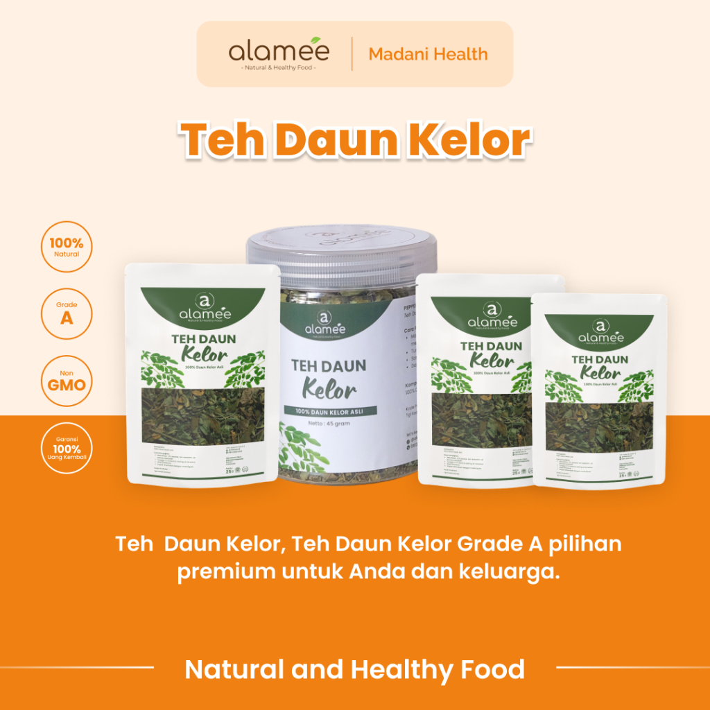 

ALAMEE Teh Daun Kelor Herbal Alami Moringa Tea Flower Asli Kering Organik Siap Seduh Minum